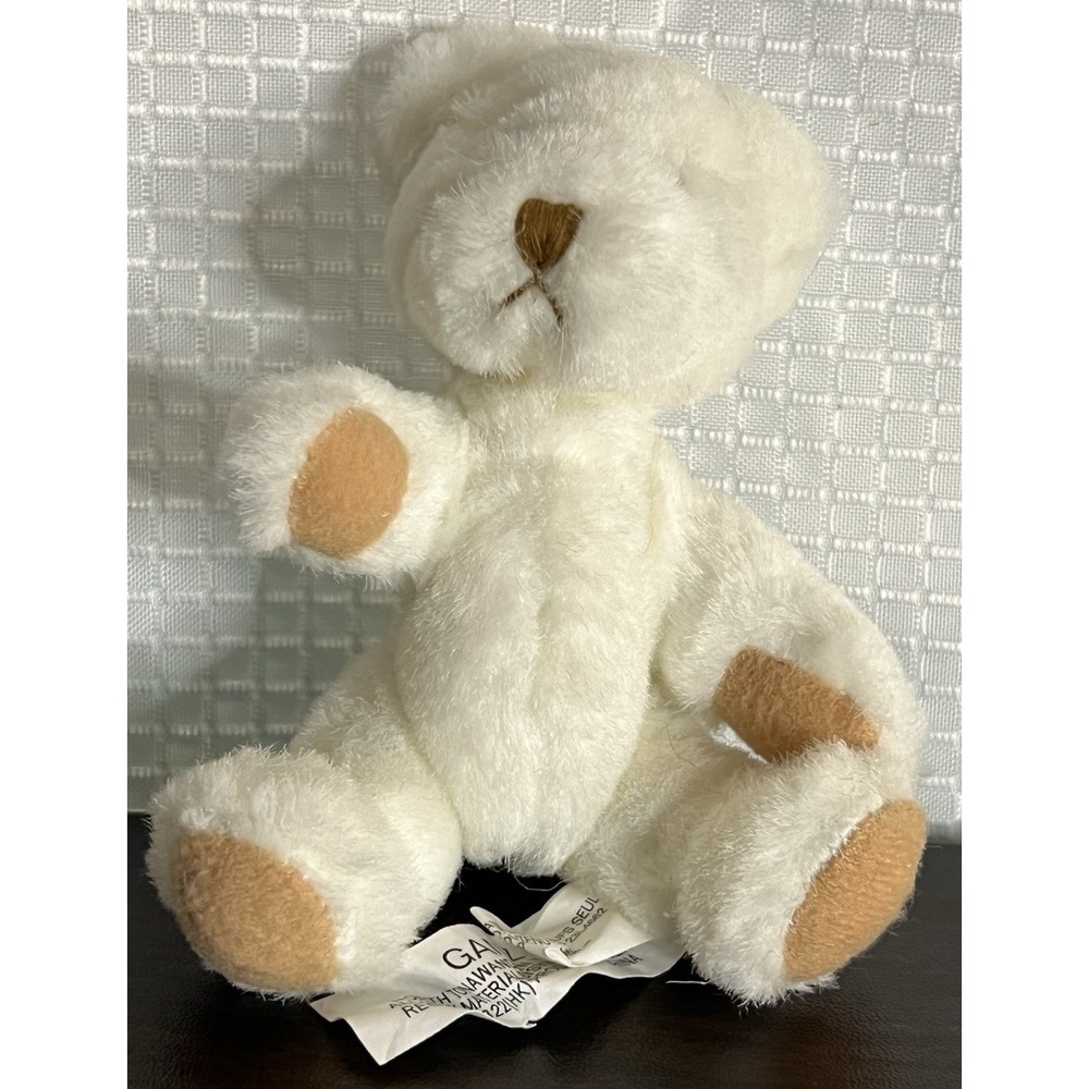 GANZ Mudford Plush Bear‎ Vintage White 5 in 1999 H3132 Black Eyes Stuffed Animal